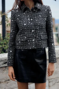 Sale CHAQUETA ESTRUCTURA LENTEJUELAS Mujer Chaquetas / Cazadoras