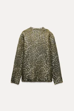 Best CHAQUETA FOIL PUNTO ESTAMPADO ANIMAL Mujer Cárdigan / Jerséis|Punto