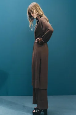 Online CHAQUETA LARGA PUNTO LISO Mujer Cárdigan / Jerséis|Punto