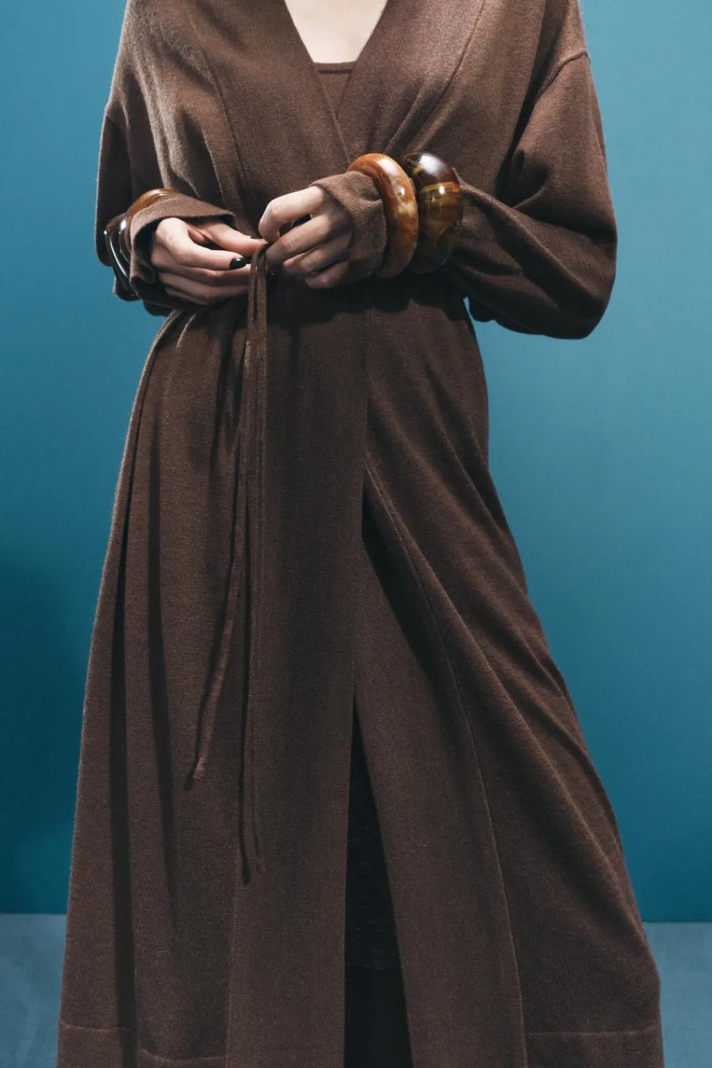 Online CHAQUETA LARGA PUNTO LISO Mujer Cárdigan / Jerséis|Punto