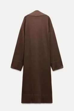 Online CHAQUETA LARGA PUNTO LISO Mujer Cárdigan / Jerséis|Punto