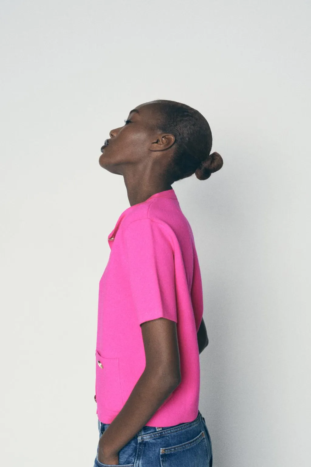 New CHAQUETA MANGA CORTA PUNTO LISO Mujer Cárdigan / Jerséis|Punto