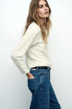 Clearance CHAQUETA ONDAS CON LANA Mujer Cárdigan / Jerséis|Punto