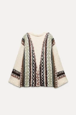 Outlet CHAQUETA OVERSIZE JACQUARD Mujer Cárdigan / Jerséis|Punto