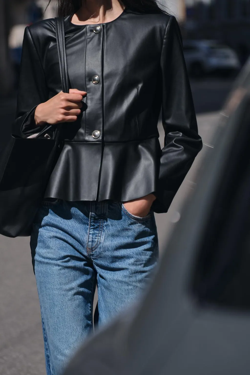 Sale CHAQUETA PEPLUM EFECTO PIEL Mujer Chaquetas / Cazadoras