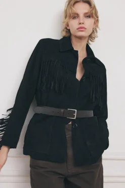 Clearance CHAQUETA PIEL ANTE FLECOS ZW COLLECTION Mujer Chaquetas / Cazadoras