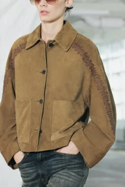 Sale CHAQUETA PIEL BORDADA ZW COLLECTION Mujer Chaquetas / Cazadoras