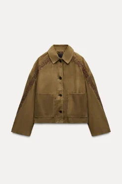 Sale CHAQUETA PIEL BORDADA ZW COLLECTION Mujer Chaquetas / Cazadoras