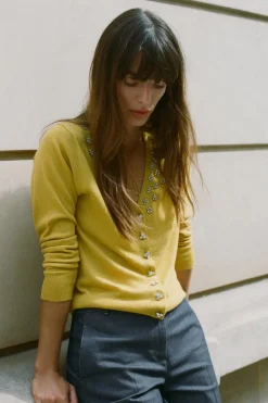 Online CHAQUETA PUNTO ABALORIOS JOYA Mujer Cárdigan / Jerséis|Punto