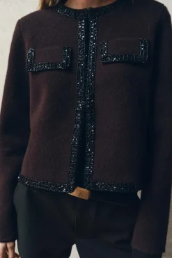 Best CHAQUETA PUNTO ABALORIOS 100% LANA Mujer Cárdigan / Jerséis|Punto