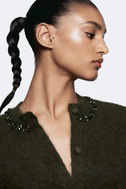 Best CHAQUETA PUNTO ABALORIOS JOYA Mujer Cárdigan / Jerséis|Punto