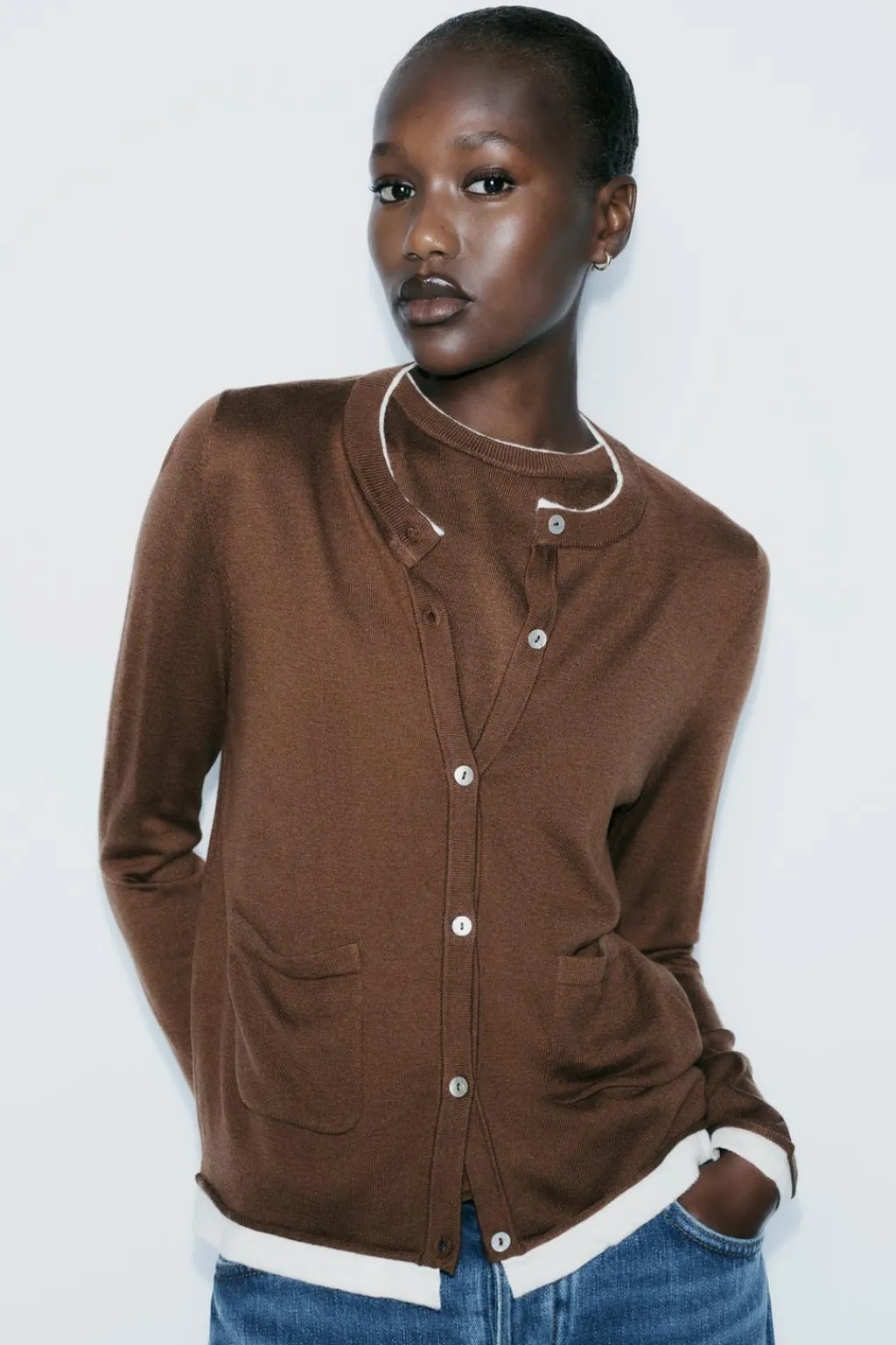 Outlet CHAQUETA PUNTO ACABADOS COMBINADOS Mujer Cárdigan / Jerséis|Punto