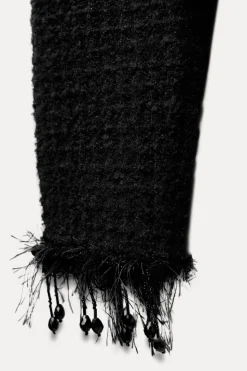 Sale CHAQUETA PUNTO ACABADOS DESFLECADOS ABALORIOS Mujer Cárdigan / Jerséis|Punto