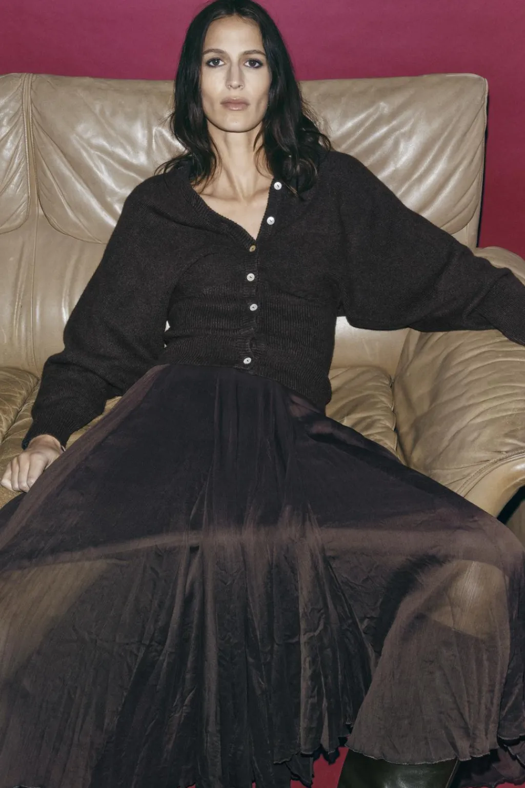 New CHAQUETA PUNTO BAJO ENTALLADO Mujer Cárdigan / Jerséis|Punto