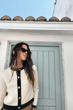 Fashion CHAQUETA PUNTO BOTONES DORADOS Mujer Cárdigan / Jerséis|Punto