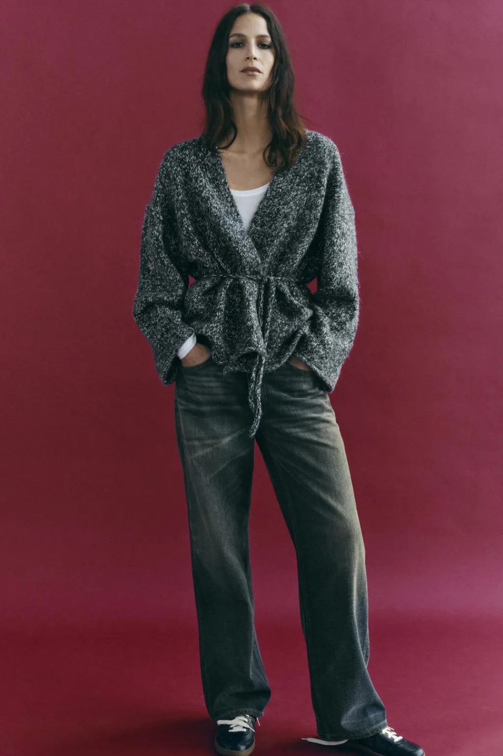 Fashion CHAQUETA PUNTO CINTURÓN Mujer Cárdigan / Jerséis|Punto