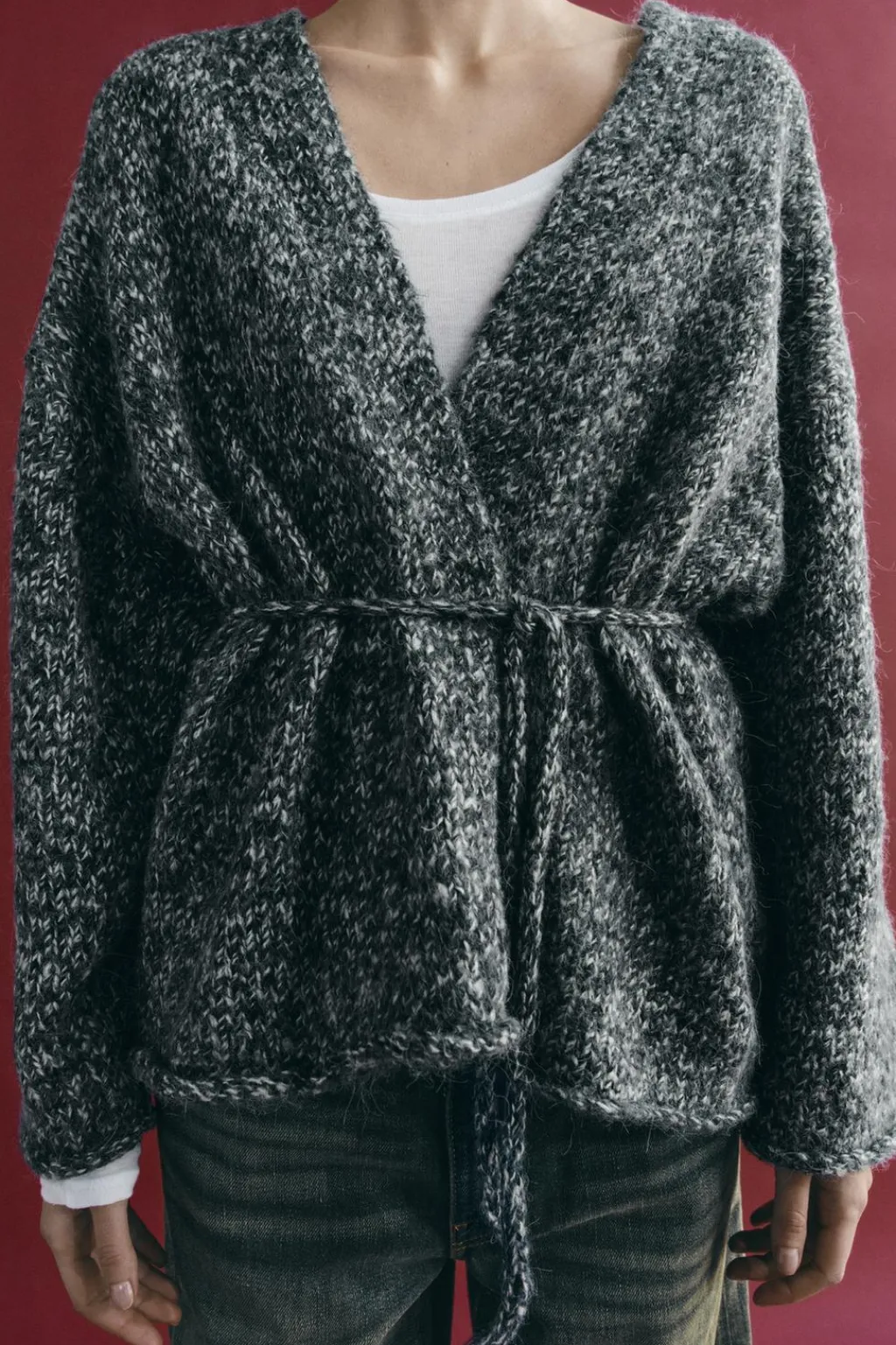 Fashion CHAQUETA PUNTO CINTURÓN Mujer Cárdigan / Jerséis|Punto