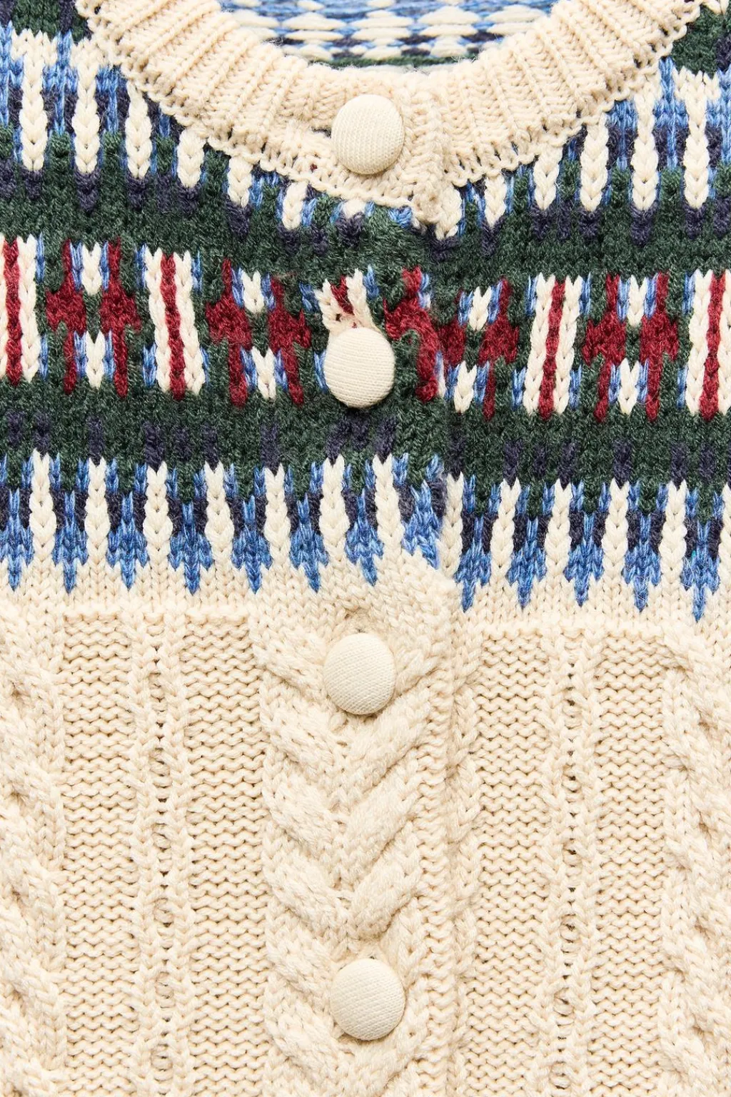 Fashion CHAQUETA PUNTO COMBINADA JACQUARD Mujer Cárdigan / Jerséis|Punto