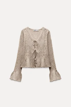 Discount CHAQUETA PUNTO COMBINADO ENCAJE Mujer Cárdigan / Jerséis|Punto