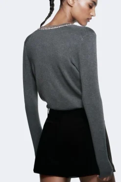 Best CHAQUETA PUNTO CUELLO JOYAS Mujer Cárdigan / Jerséis|Punto