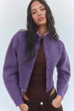 Hot CHAQUETA PUNTO CUELLO SUBIDO Mujer Cárdigan / Jerséis|Punto