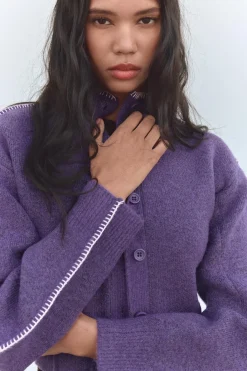 Hot CHAQUETA PUNTO CUELLO SUBIDO Mujer Cárdigan / Jerséis|Punto