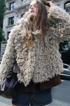 Sale CHAQUETA PUNTO EFECTO PELO Mujer Cárdigan / Jerséis|Punto