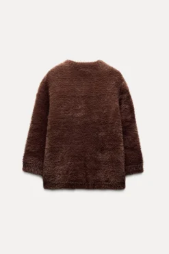 New CHAQUETA PUNTO EFECTO PELO Mujer Cárdigan / Jerséis|Punto