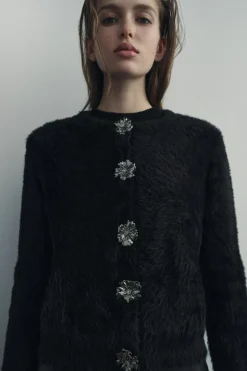 Sale CHAQUETA PUNTO EFECTO PELO Mujer Cárdigan / Jerséis|Punto