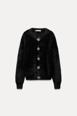 Sale CHAQUETA PUNTO EFECTO PELO Mujer Cárdigan / Jerséis|Punto