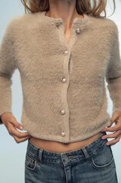 Hot CHAQUETA PUNTO EFECTO PELO Mujer Cárdigan / Jerséis|Punto