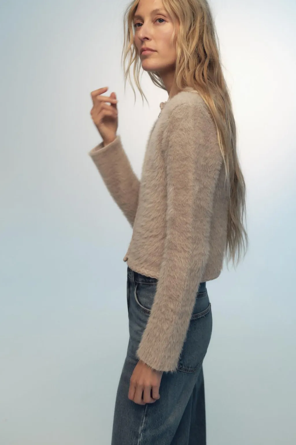 Hot CHAQUETA PUNTO EFECTO PELO Mujer Cárdigan / Jerséis|Punto