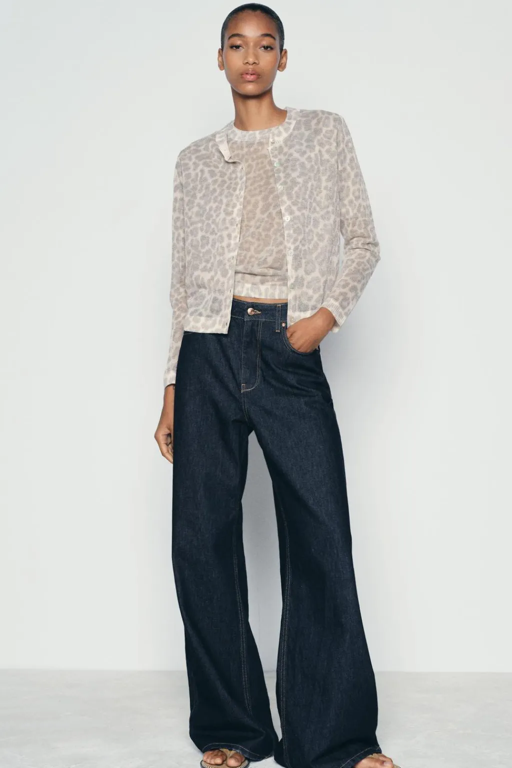 New CHAQUETA PUNTO ESTAMPADO ANIMAL Mujer Cárdigan / Jerséis|Punto