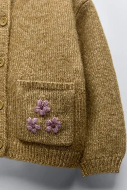 Niños ZARA 1½ - 6 Años·Punto|6 - 18 Meses·Punto<CHAQUETA PUNTO FLORES BORDADAS