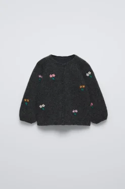 Niños ZARA 6 - 18 Meses·Conjuntos|6 - 18 Meses·Punto<CHAQUETA PUNTO FLORES BORDADAS