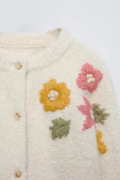 Niños ZARA 6 - 18 Meses·Punto<CHAQUETA PUNTO FLORES BORDADAS