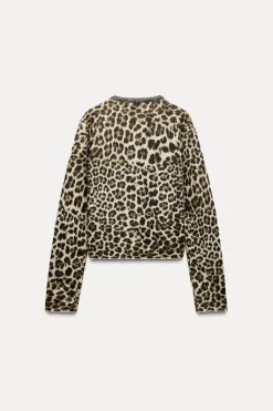 Fashion CHAQUETA PUNTO JACQUARD ANIMAL CUELLO JOYA Mujer Cárdigan / Jerséis|Punto