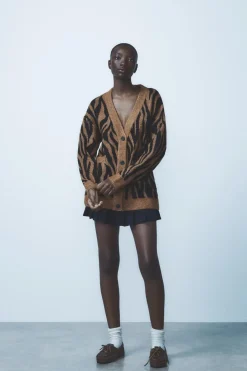 Sale CHAQUETA PUNTO JACQUARD ANIMAL Mujer Cárdigan / Jerséis|Punto