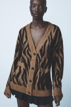 Sale CHAQUETA PUNTO JACQUARD ANIMAL Mujer Cárdigan / Jerséis|Punto