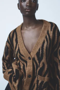 Sale CHAQUETA PUNTO JACQUARD ANIMAL Mujer Cárdigan / Jerséis|Punto