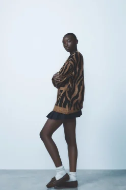 Sale CHAQUETA PUNTO JACQUARD ANIMAL Mujer Cárdigan / Jerséis|Punto