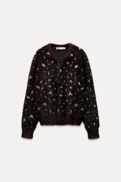 Hot CHAQUETA PUNTO JACQUARD EFECTO PELO Mujer Cárdigan / Jerséis|Punto