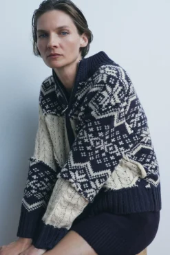 Best CHAQUETA PUNTO JACQUARD OCHOS Mujer Cárdigan / Jerséis|Punto