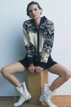 Best CHAQUETA PUNTO JACQUARD OCHOS Mujer Cárdigan / Jerséis|Punto