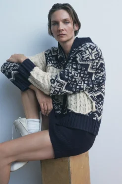 Best CHAQUETA PUNTO JACQUARD OCHOS Mujer Cárdigan / Jerséis|Punto