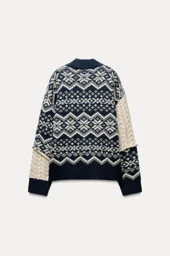 Best CHAQUETA PUNTO JACQUARD OCHOS Mujer Cárdigan / Jerséis|Punto