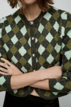 Clearance CHAQUETA PUNTO JACQUARD ROMBOS Mujer Cárdigan / Jerséis|Punto
