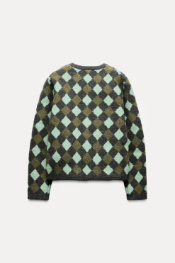 Clearance CHAQUETA PUNTO JACQUARD ROMBOS Mujer Cárdigan / Jerséis|Punto