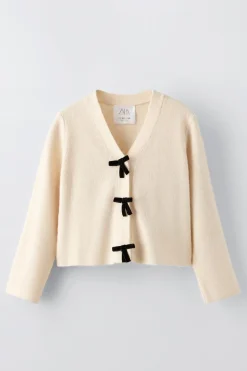 Niños ZARA 6 - 14 Años·Punto|6 - 14 Años·Total Look<CHAQUETA PUNTO LAZOS