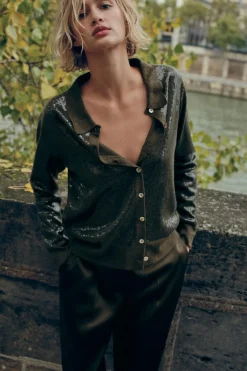 Discount CHAQUETA PUNTO LENTEJUELAS Mujer Cárdigan / Jerséis|Punto